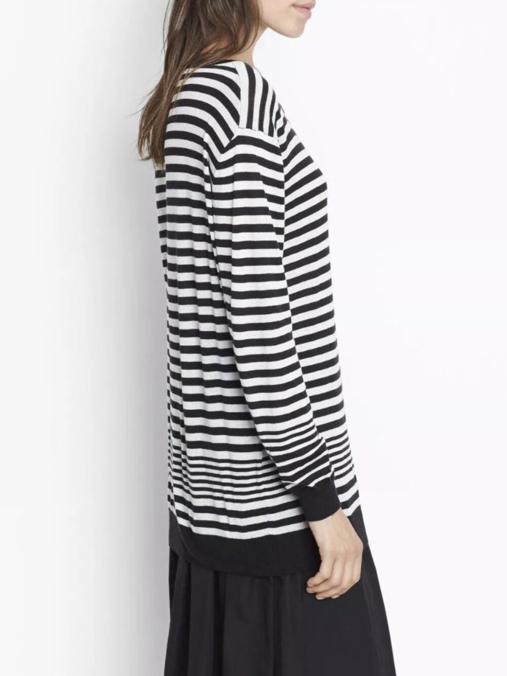 Vince Oversized Striped Crewneck Sweater Cotton Silk Cashmere NWT Size S $245 - Picture 2 of 16